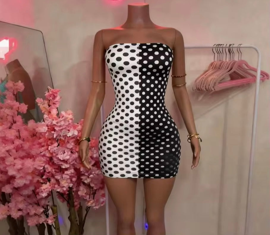 Polka Dot Strapless Dress