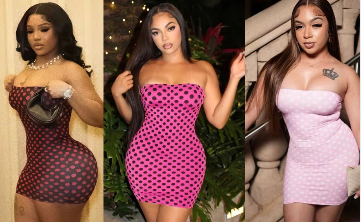 Polka Dot Strapless Mini Dress