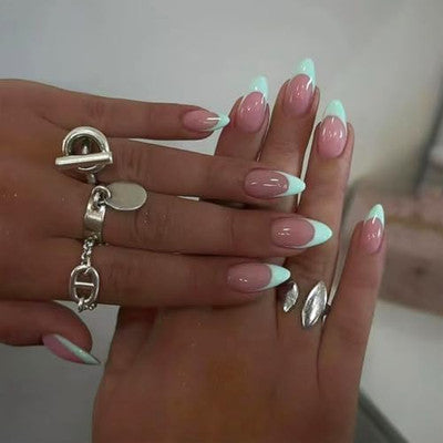 Mint Green Almond Press On Nails