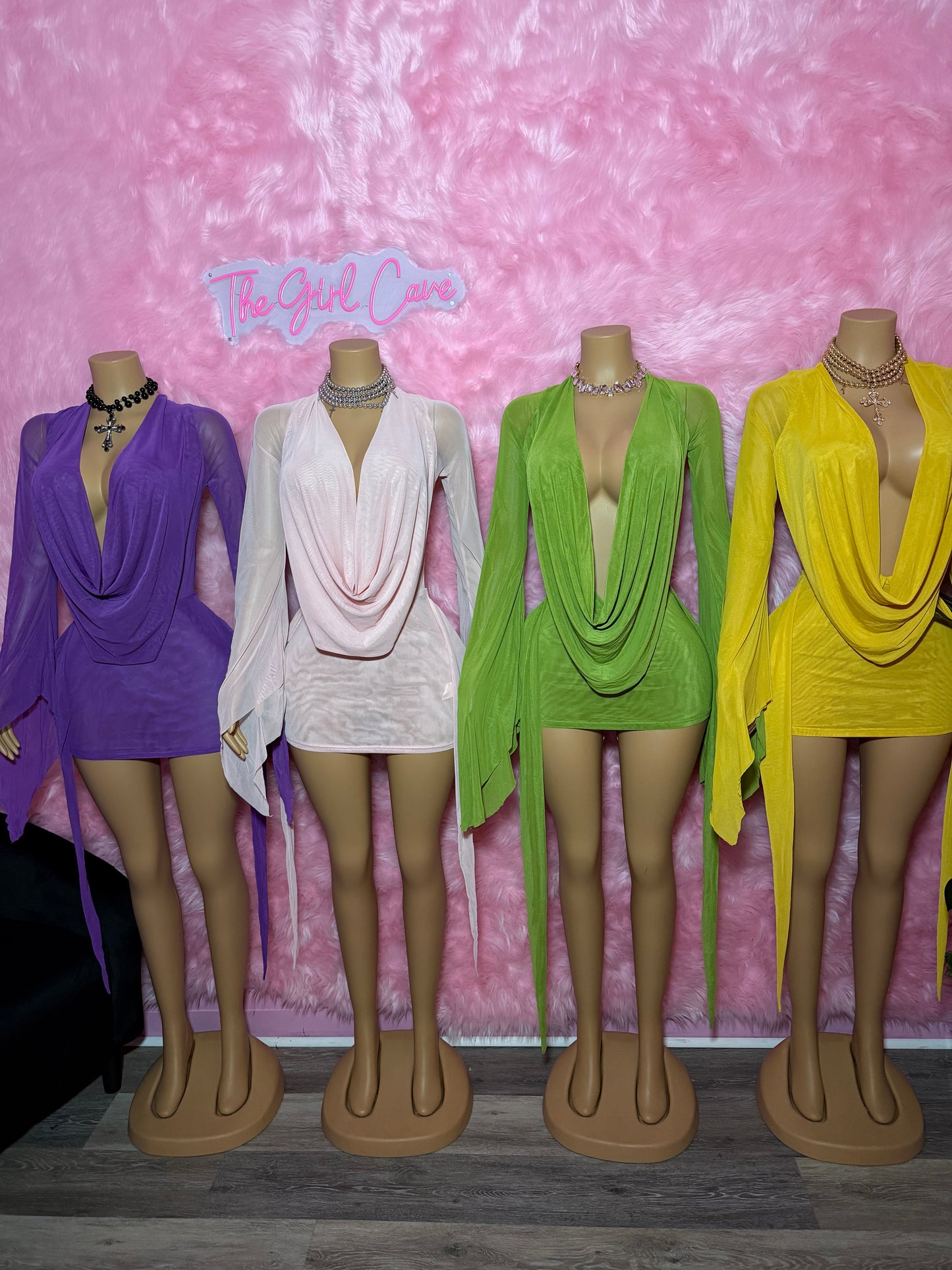 Cowl Neck Chiffon Dress