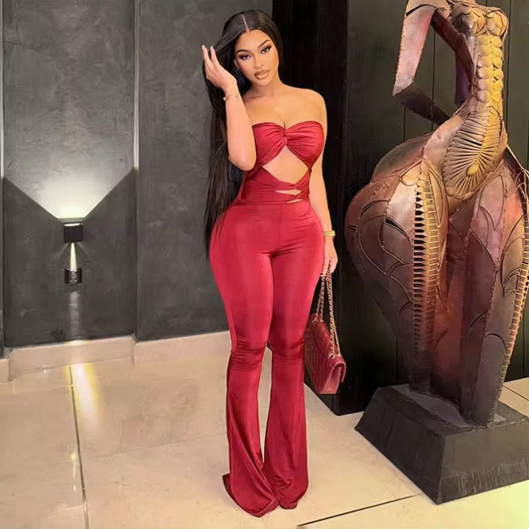 Cut Out Strapless Jumpsuit
