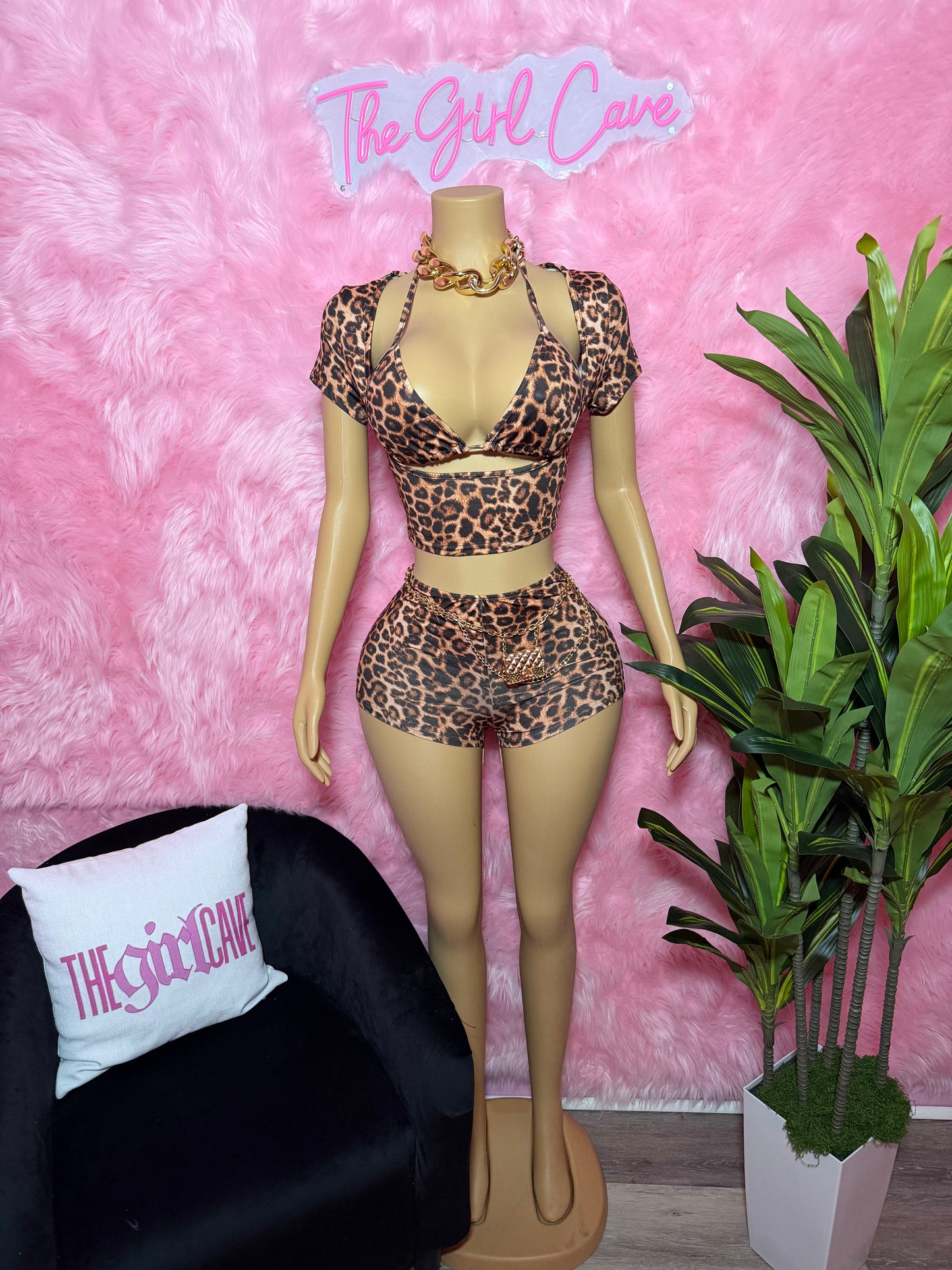 Cheetah 3 Piece Short Set