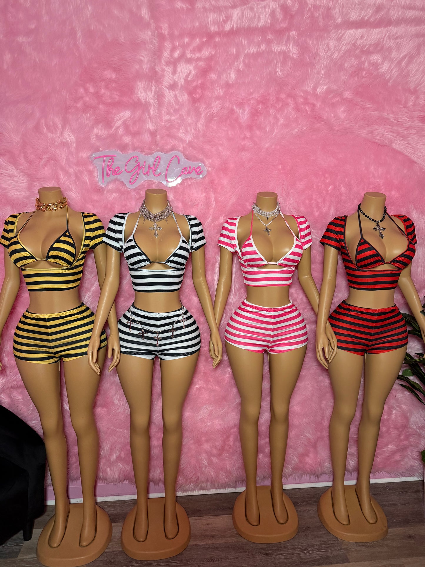 Stripe 3 Piece Short Set