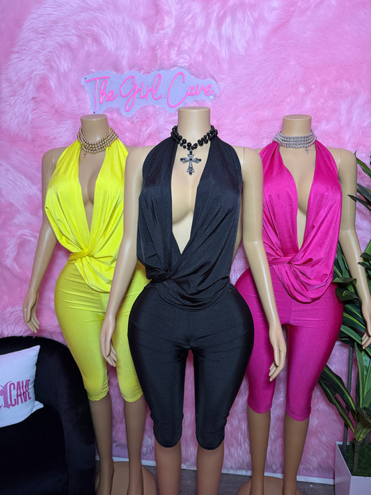 Cowl Neck Capri Jumpsuit