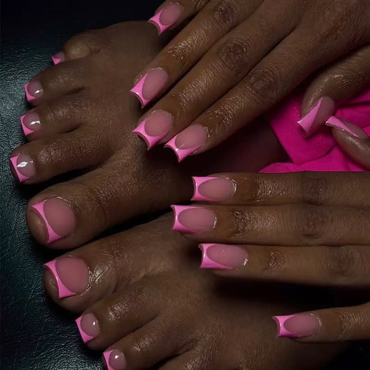 Hot Pink French Nail & Toe Set