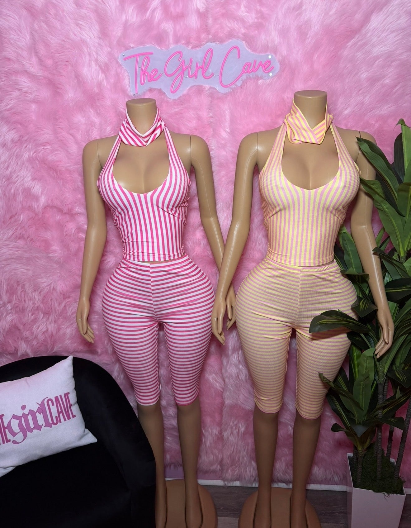 Stripe Capri Headband Halter Set