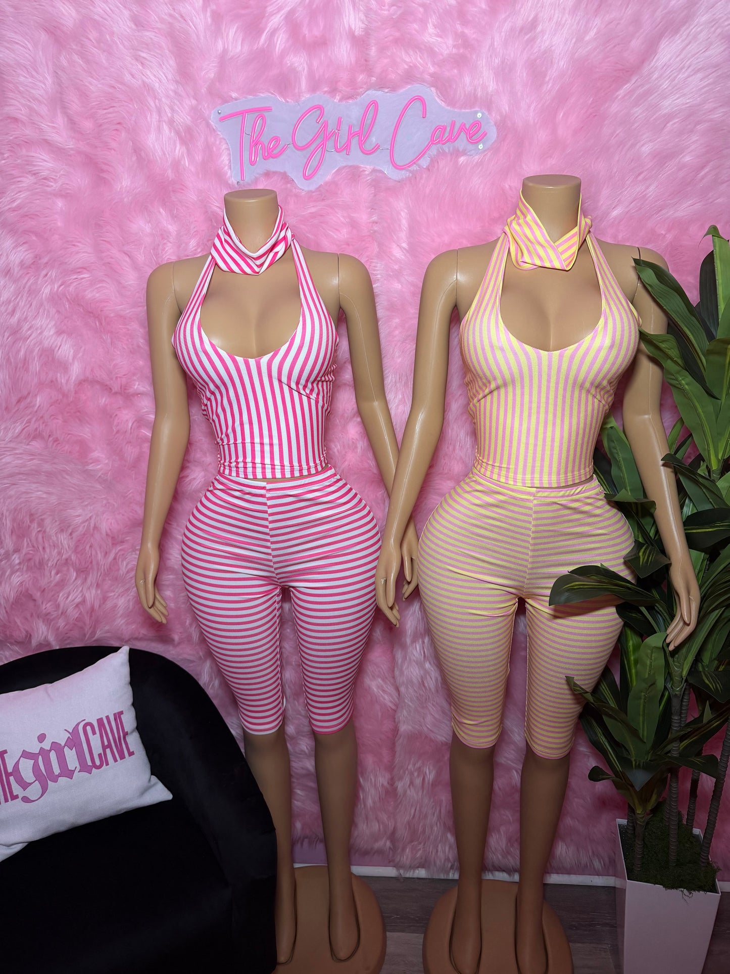 Headband Stripe Capri Halter Set