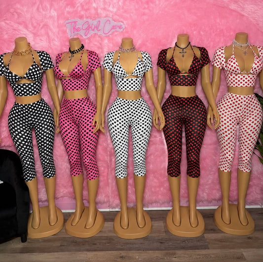 Polka Dot 3 Piece Capri Set