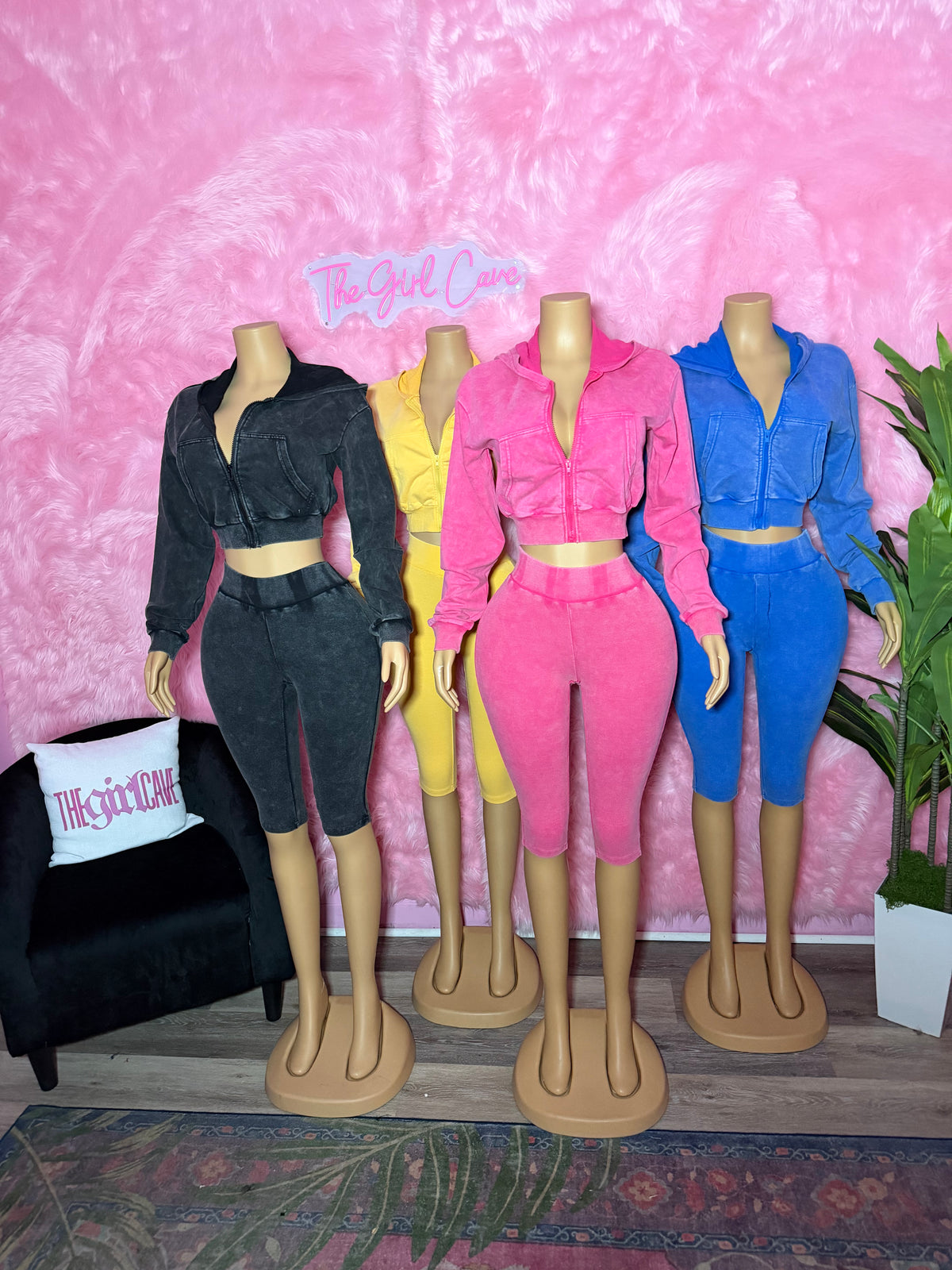 Acid Wash Capri Set