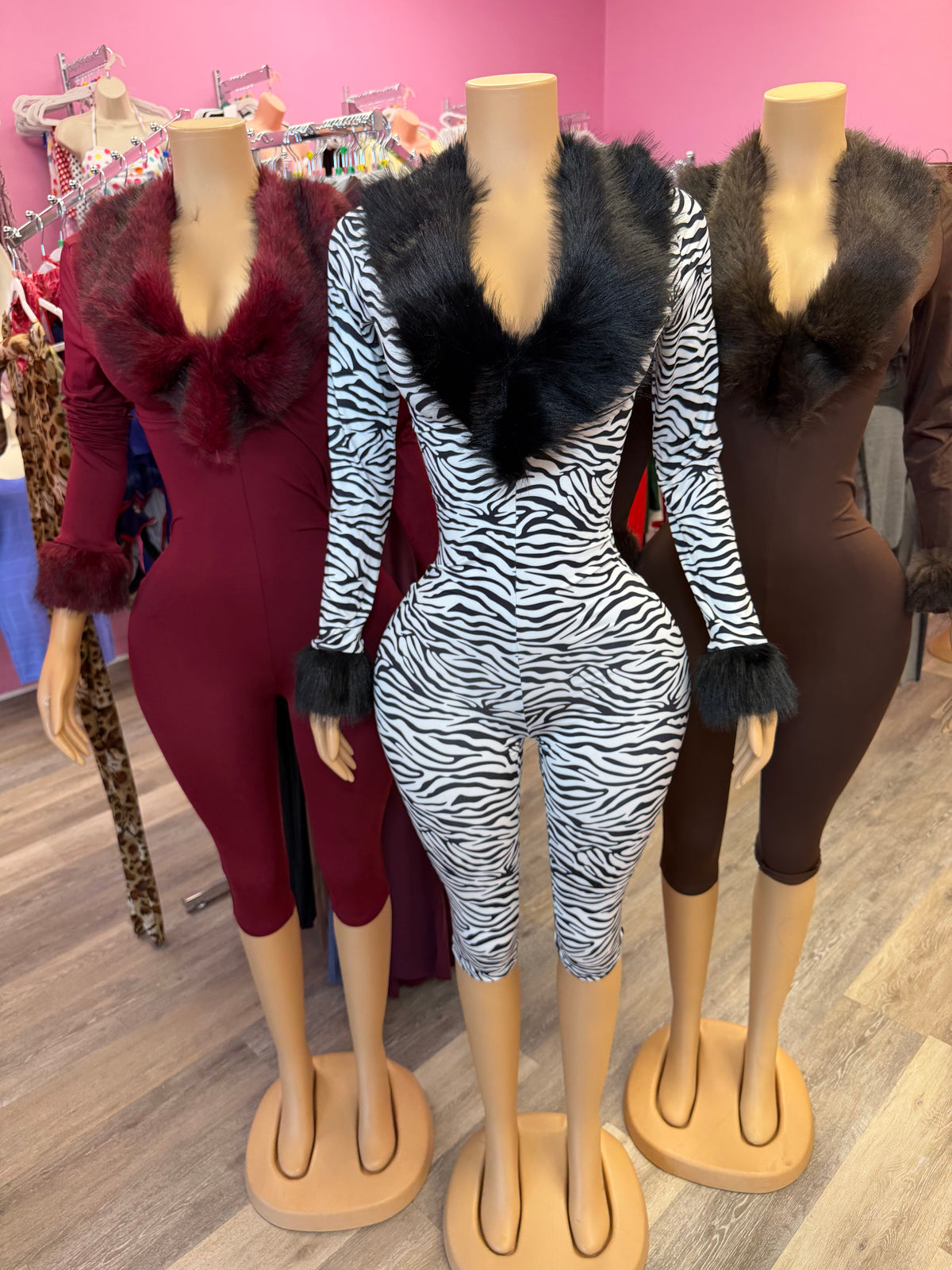 Fur Line Capri Jumpsuits