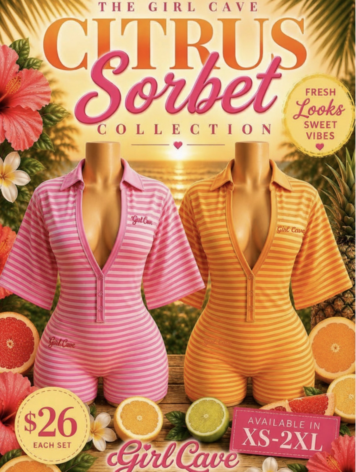 CITRUS SORBET Girl Cave Rompers