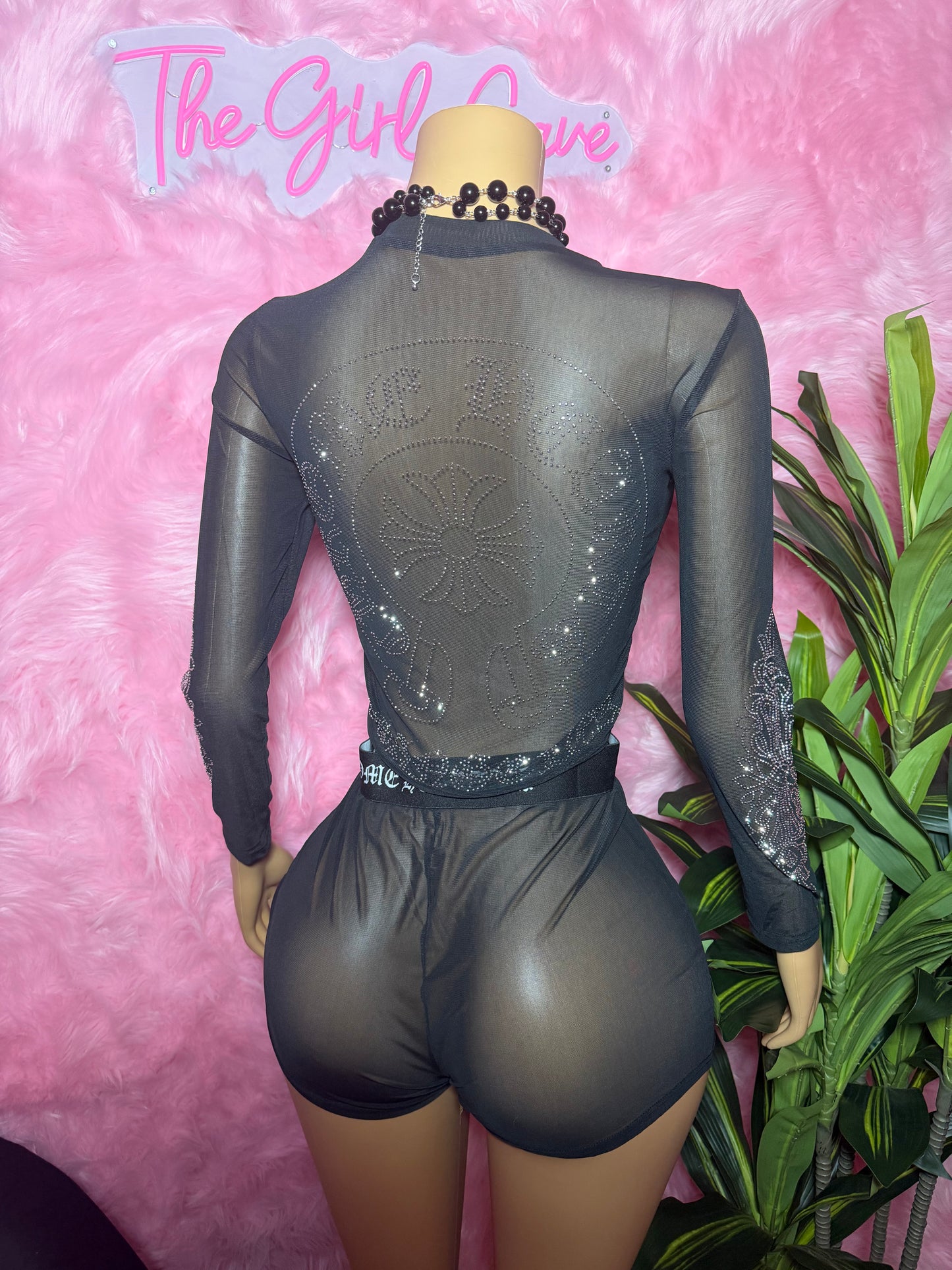 Rhinestone Chrome Sheer Set