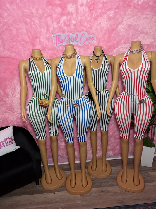 Stripe Capri Jumpsuit