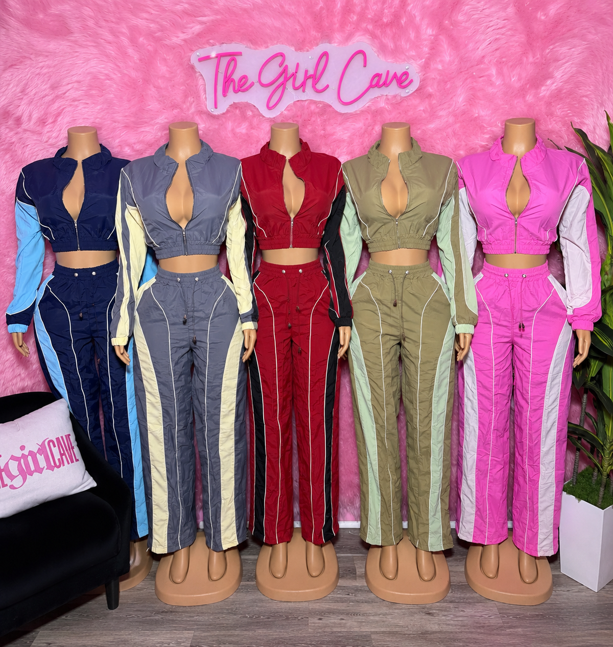 Windbreaker Color-block Pant Sets