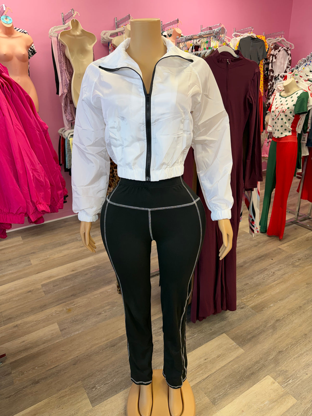 White Windbreaker Set