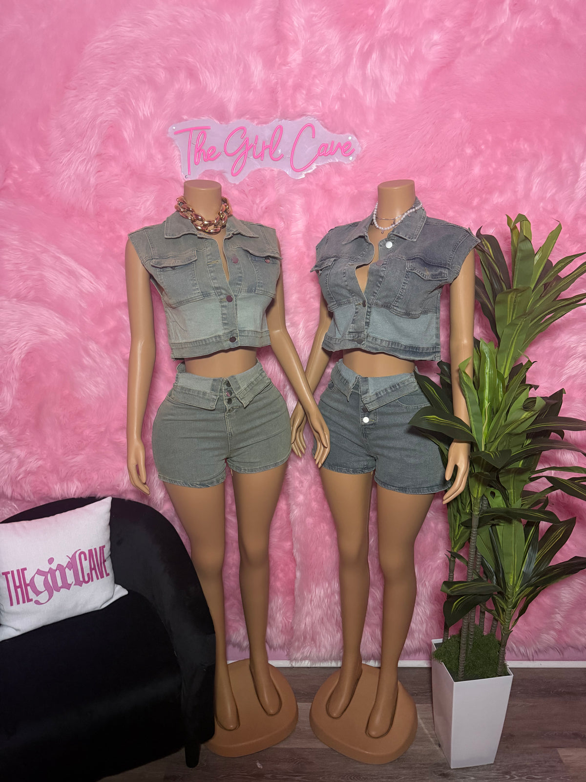 Fold Jean Short Set