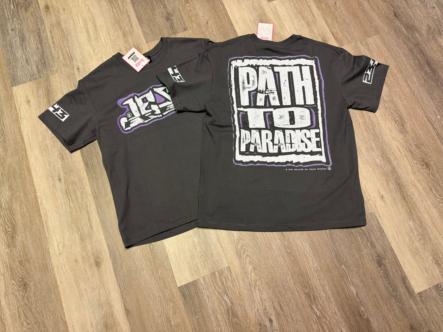 Grey Purple Line Graphic T-Shirt