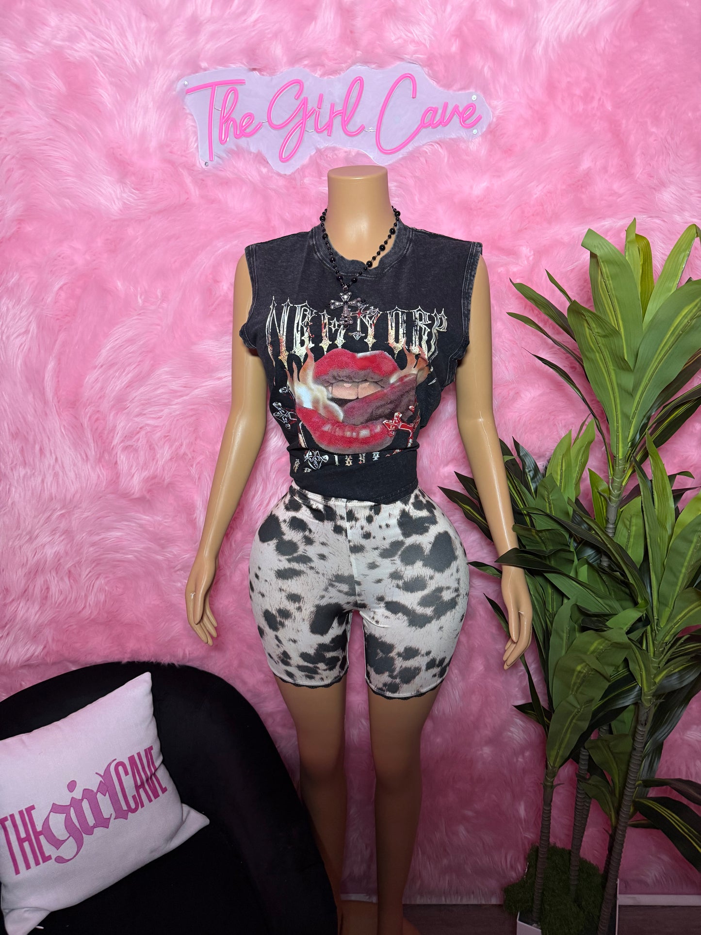 Cow Biker Short Set