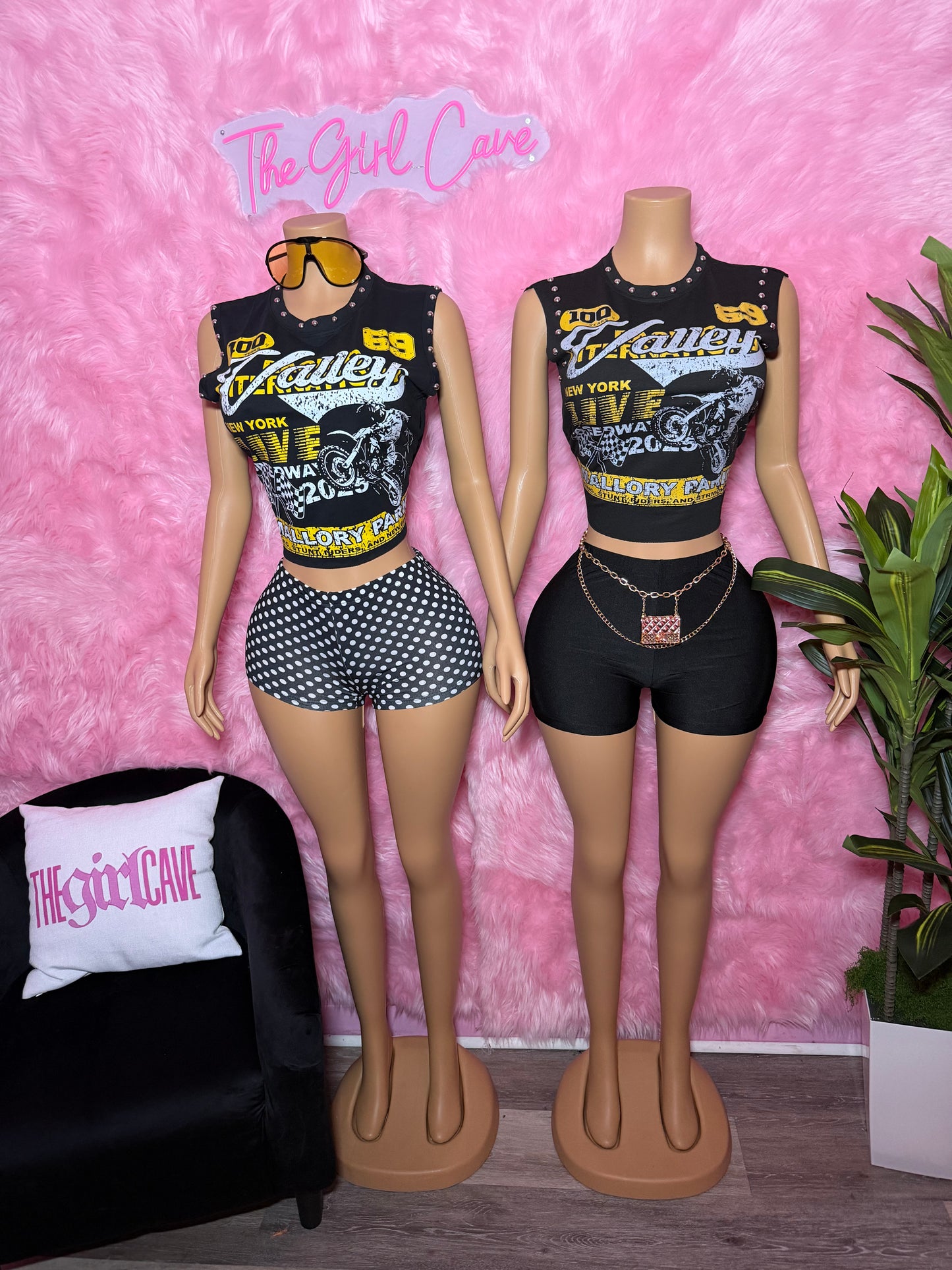Yellow Studded Short Set