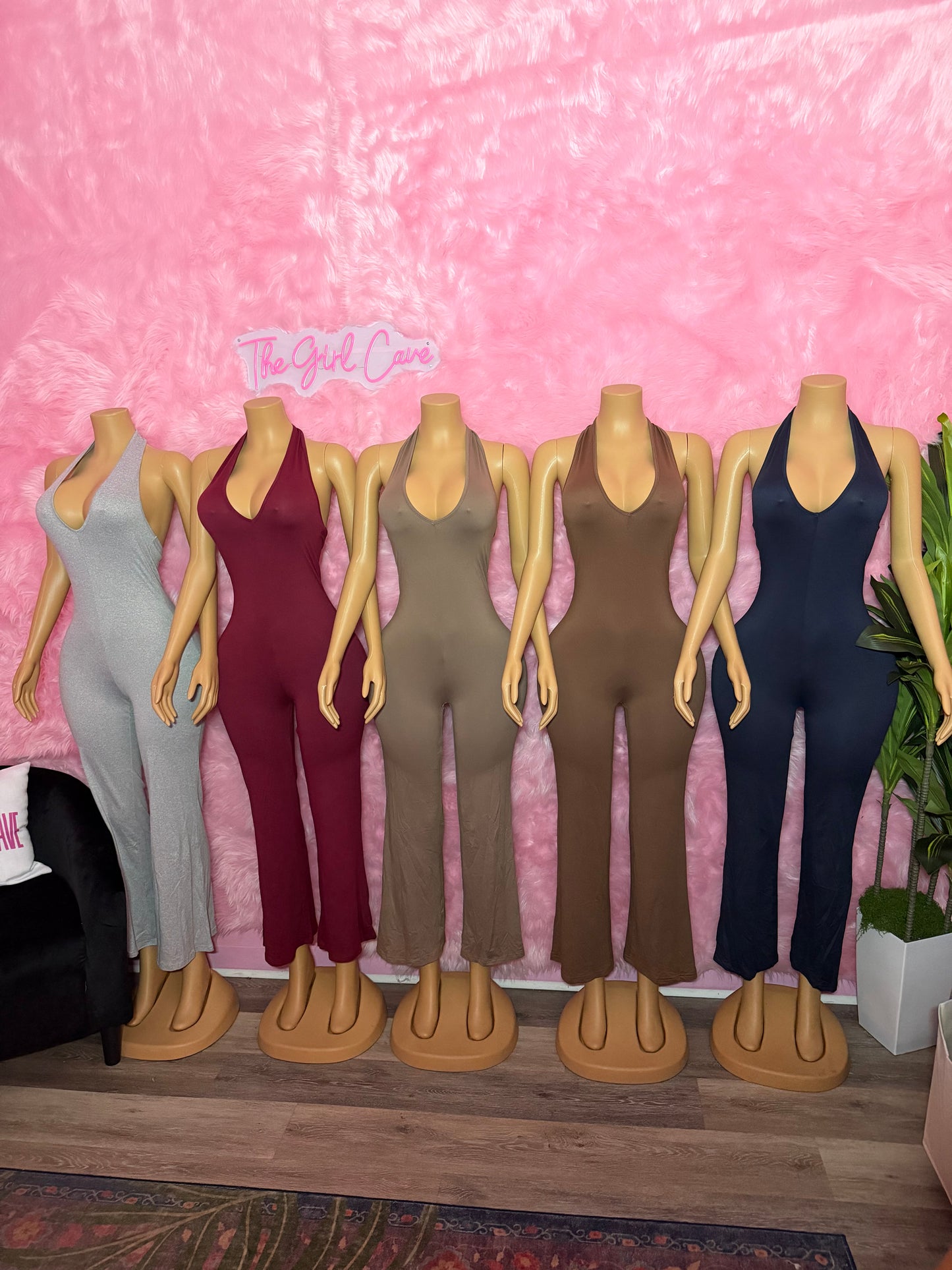 Backless Halter Cotton Jumpsuit