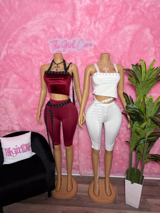 Velour Rivet Capri Set
