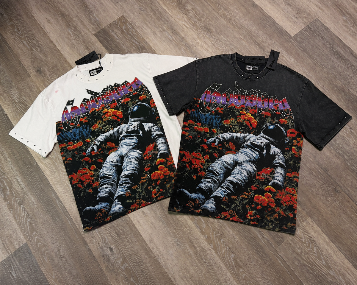 Flower Field Astronaut Graphic T-Shirt