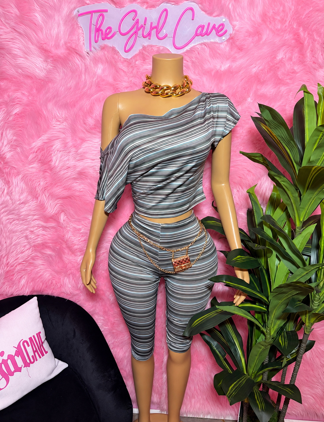 Stripe Butterfly Capri Set