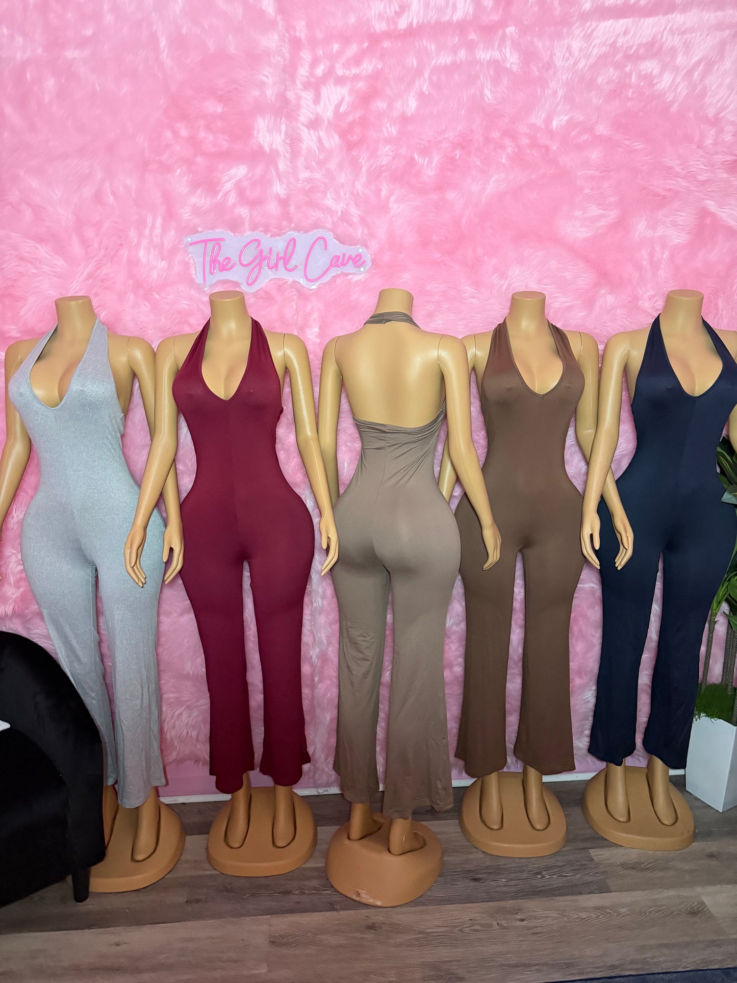 Backless Halter Cotton Jumpsuit
