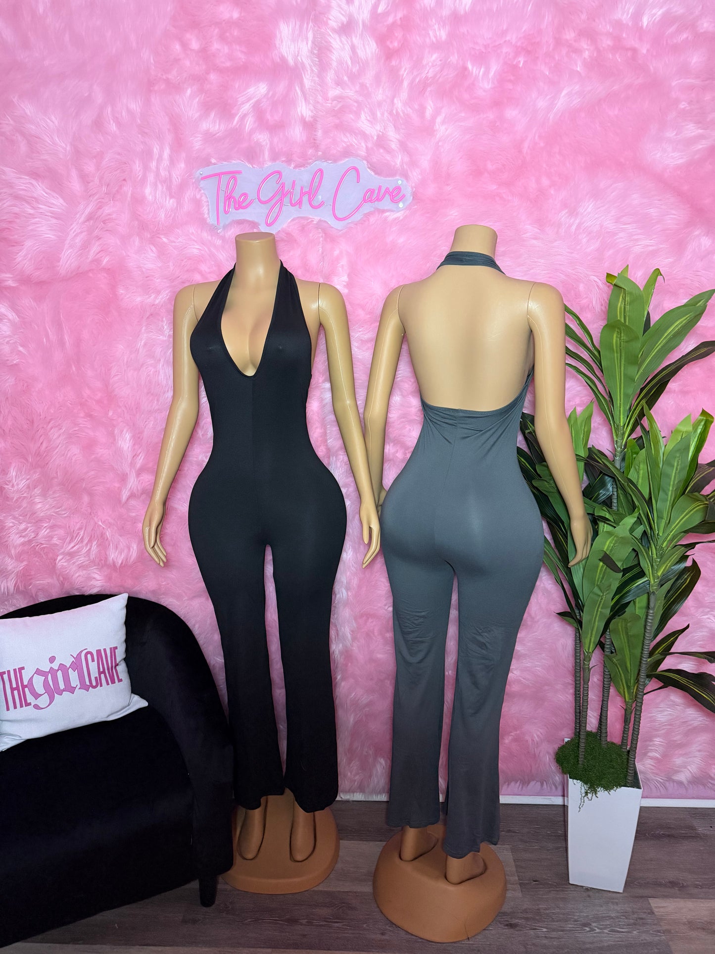Backless Halter Cotton Jumpsuit