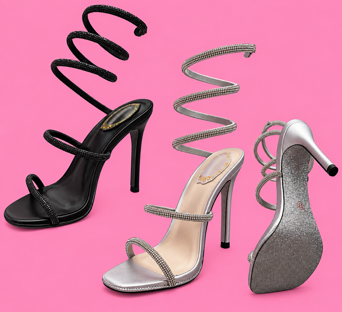 Rhinestone Wrap Heels