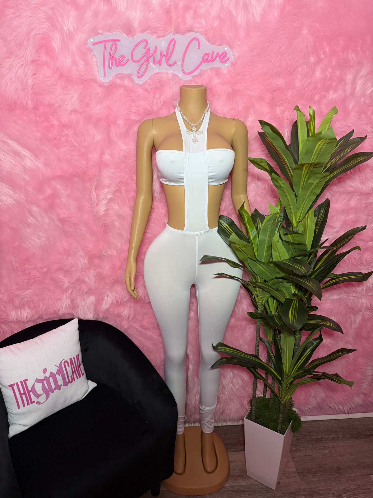 White Halter Jumpsuit