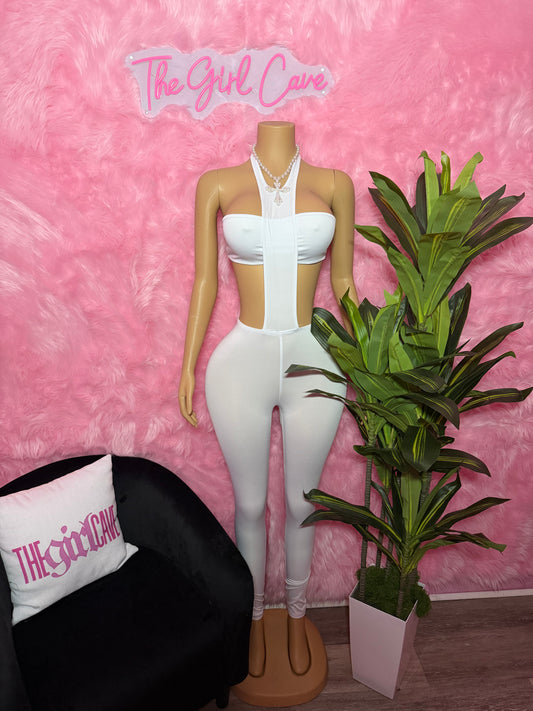 White Halter Jumpsuit