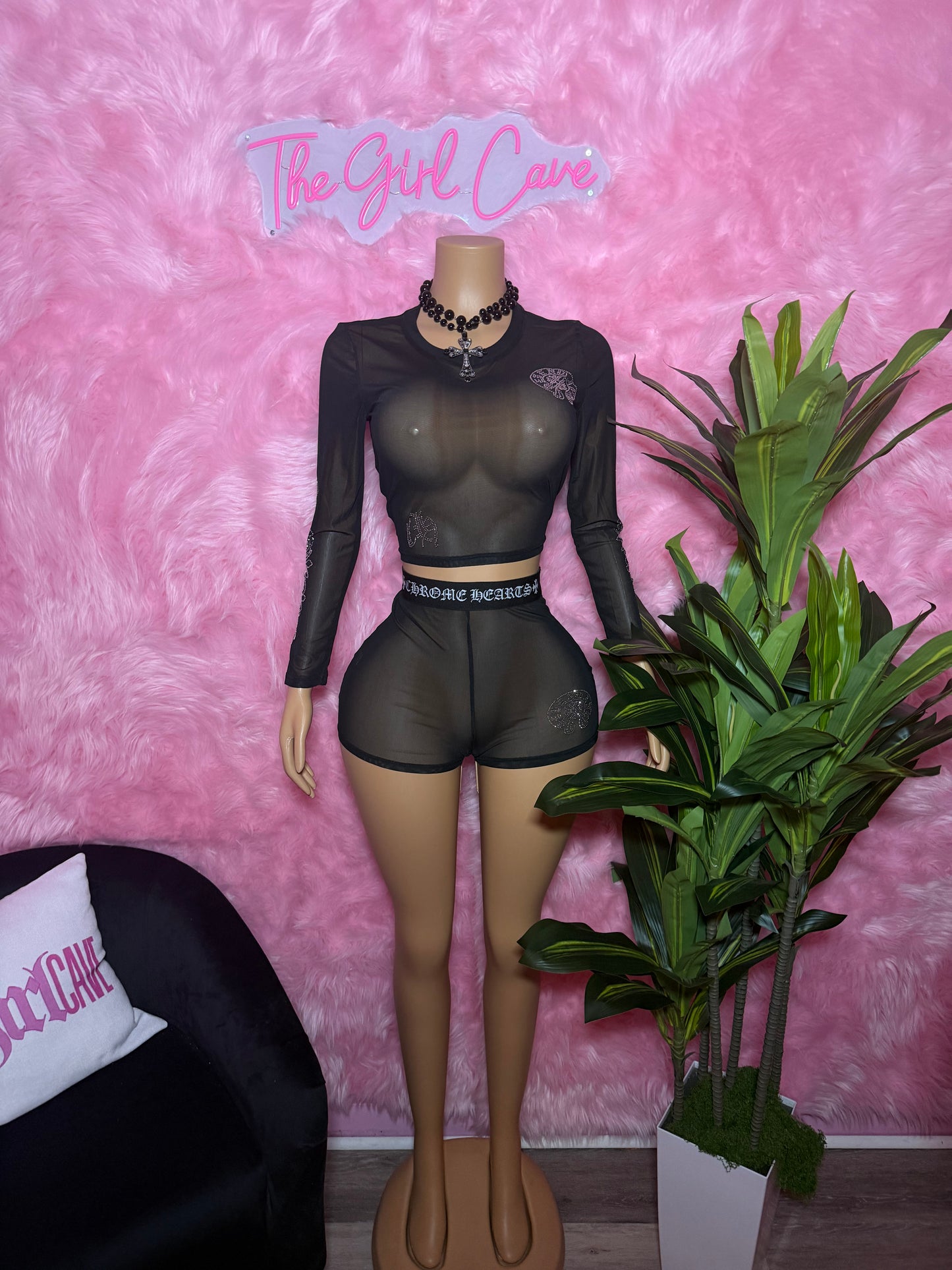 Rhinestone Chrome Sheer Set