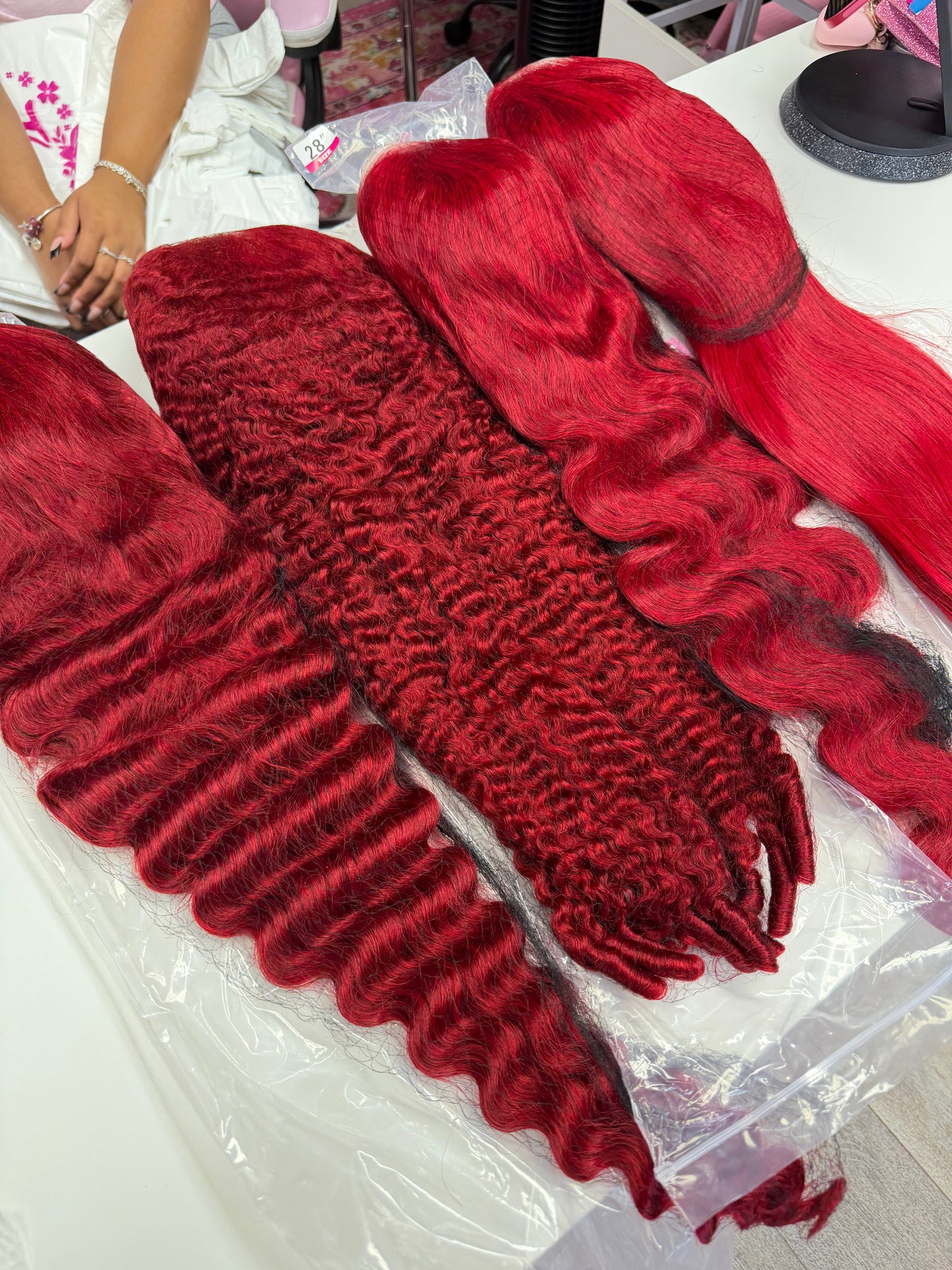 Red 13x6 Transparent Virgin Wigs 210% D