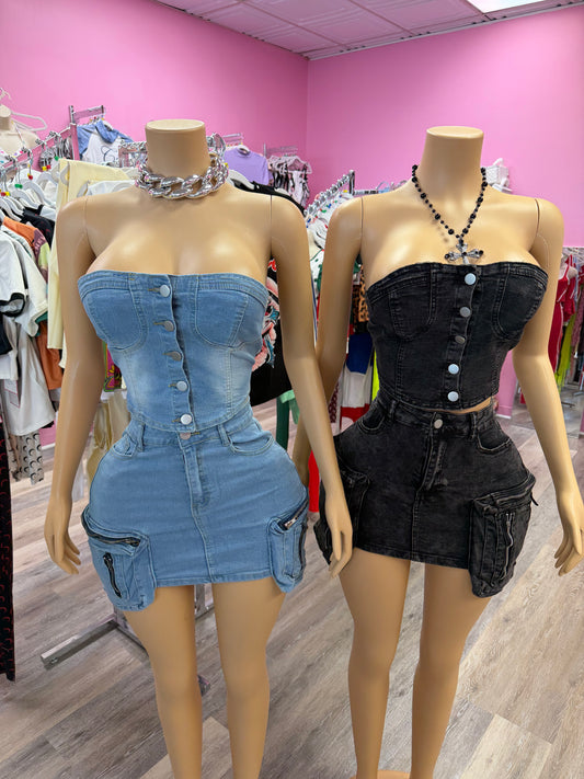 Jean Skirt Set