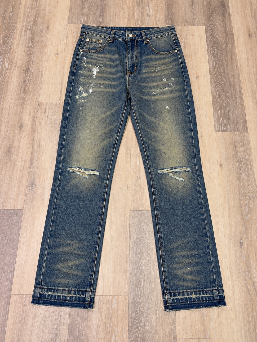 Distressed Brown Fade Denim
