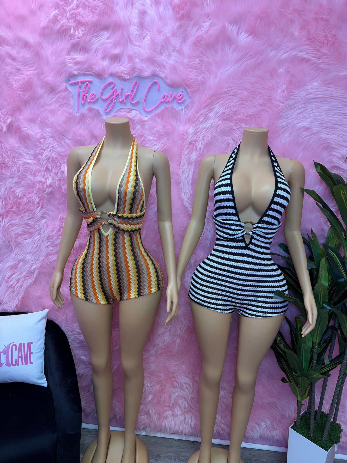 Knit Halter Rompers