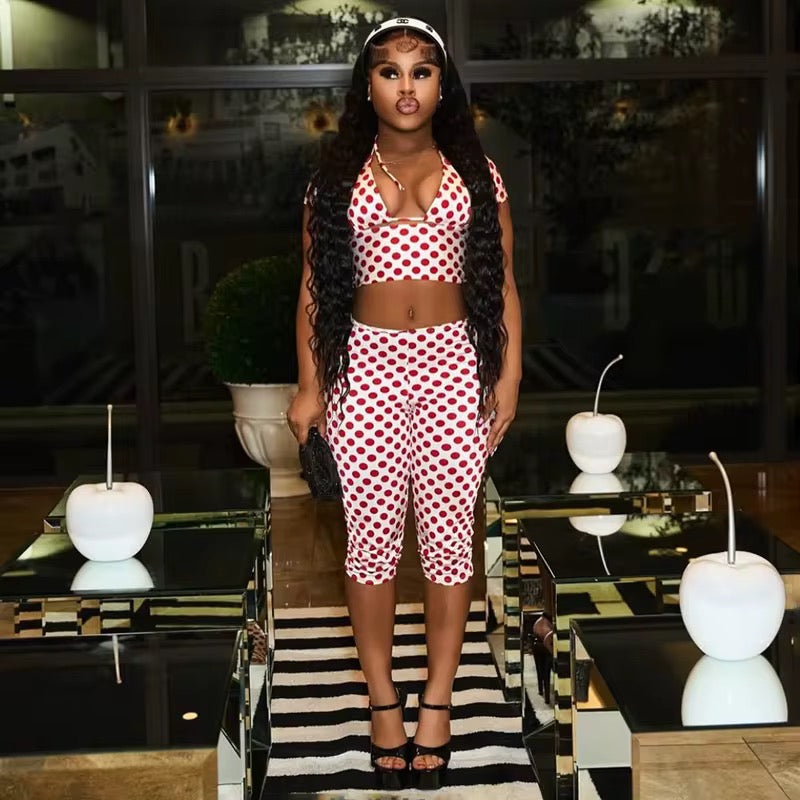 Polka Dot Bra Capri Set