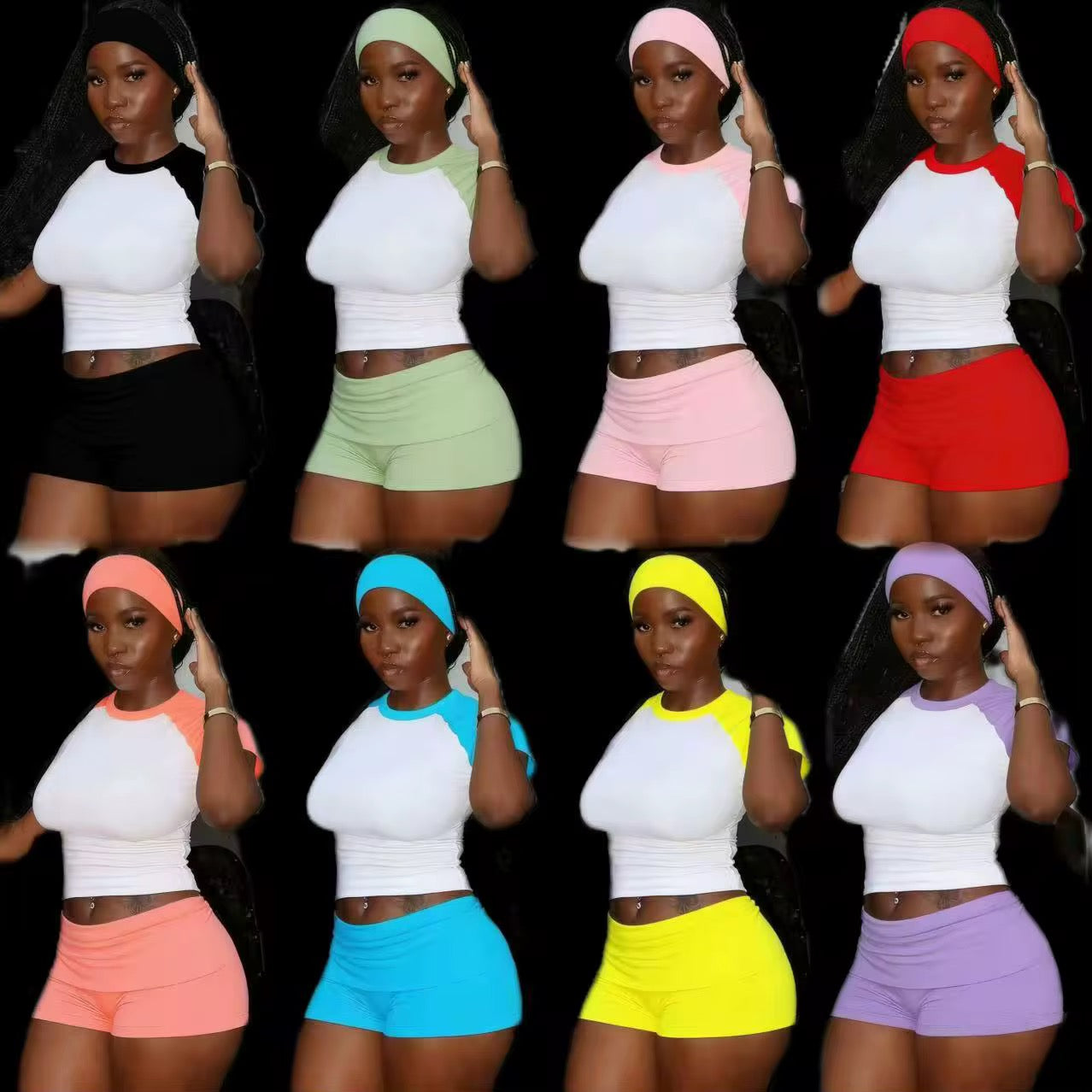 Headband Fold Cotton Short Set