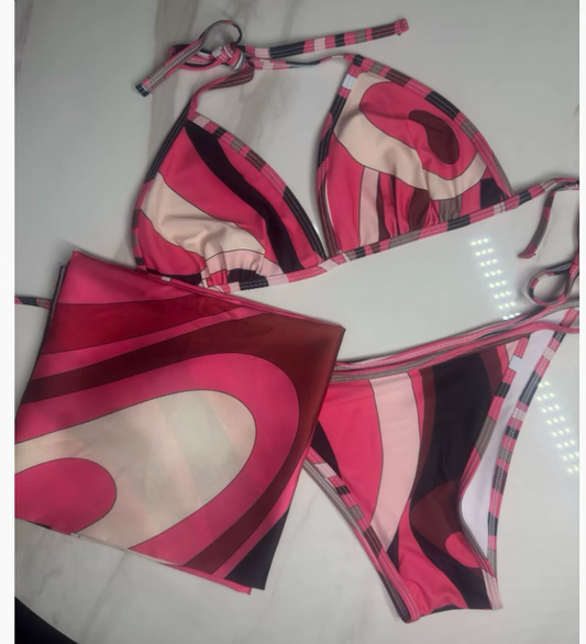 Hot Pink Bikini W/ Scarf