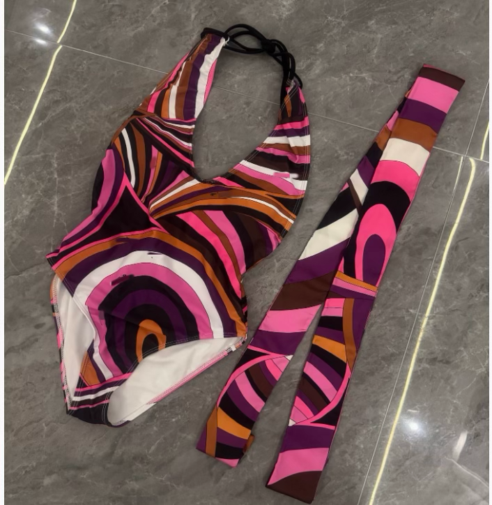 Pink & Purple One Piece W/ Headband