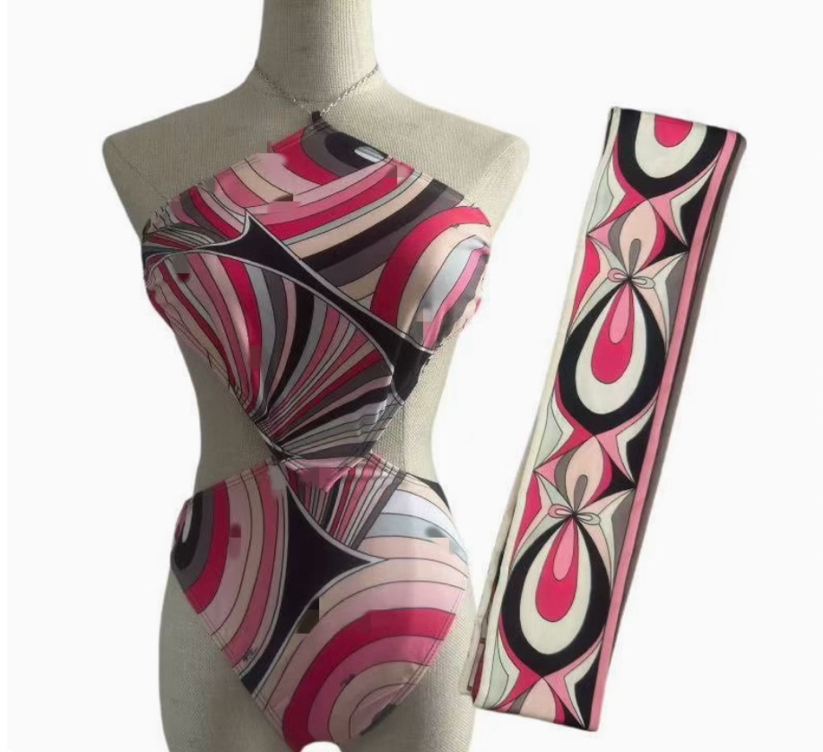 Pink Line One Piece W/ Headband