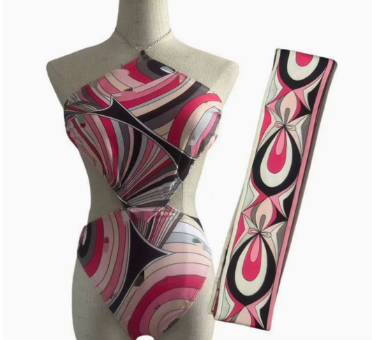 Pink Line One Piece W/ Headband
