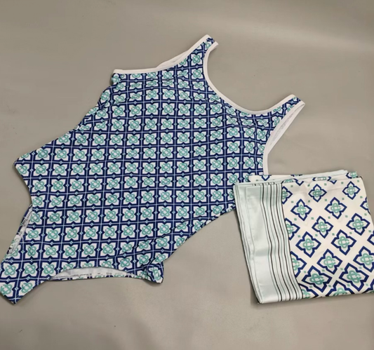 Blue Clover One Piece W/ Scarf