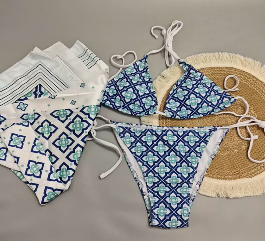 Blue Clover Bikini W/ Scarf