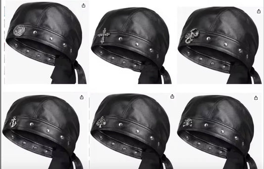 Leather Biker Cap