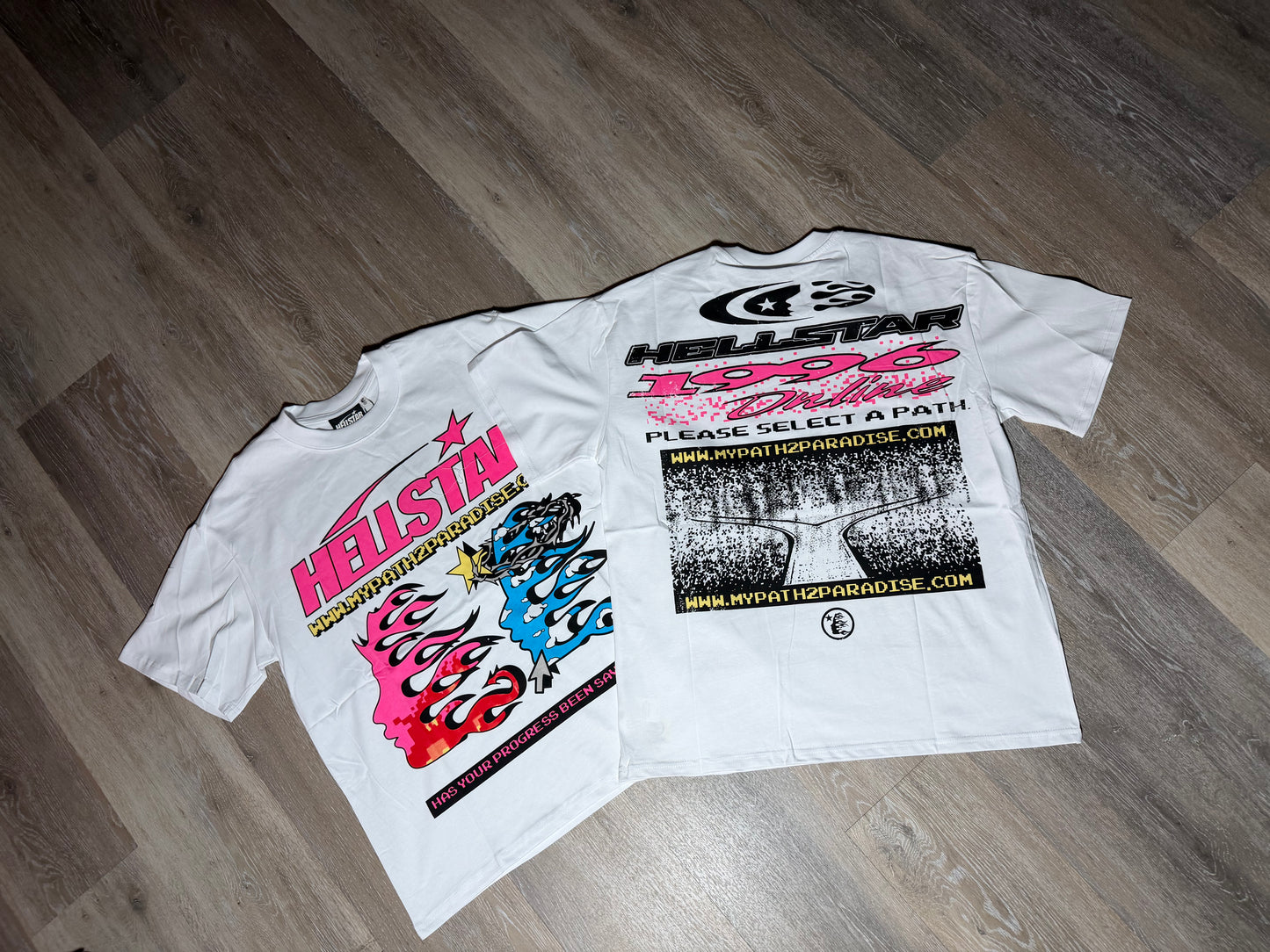 White Flame Pink/ Blue Face T-Shirt
