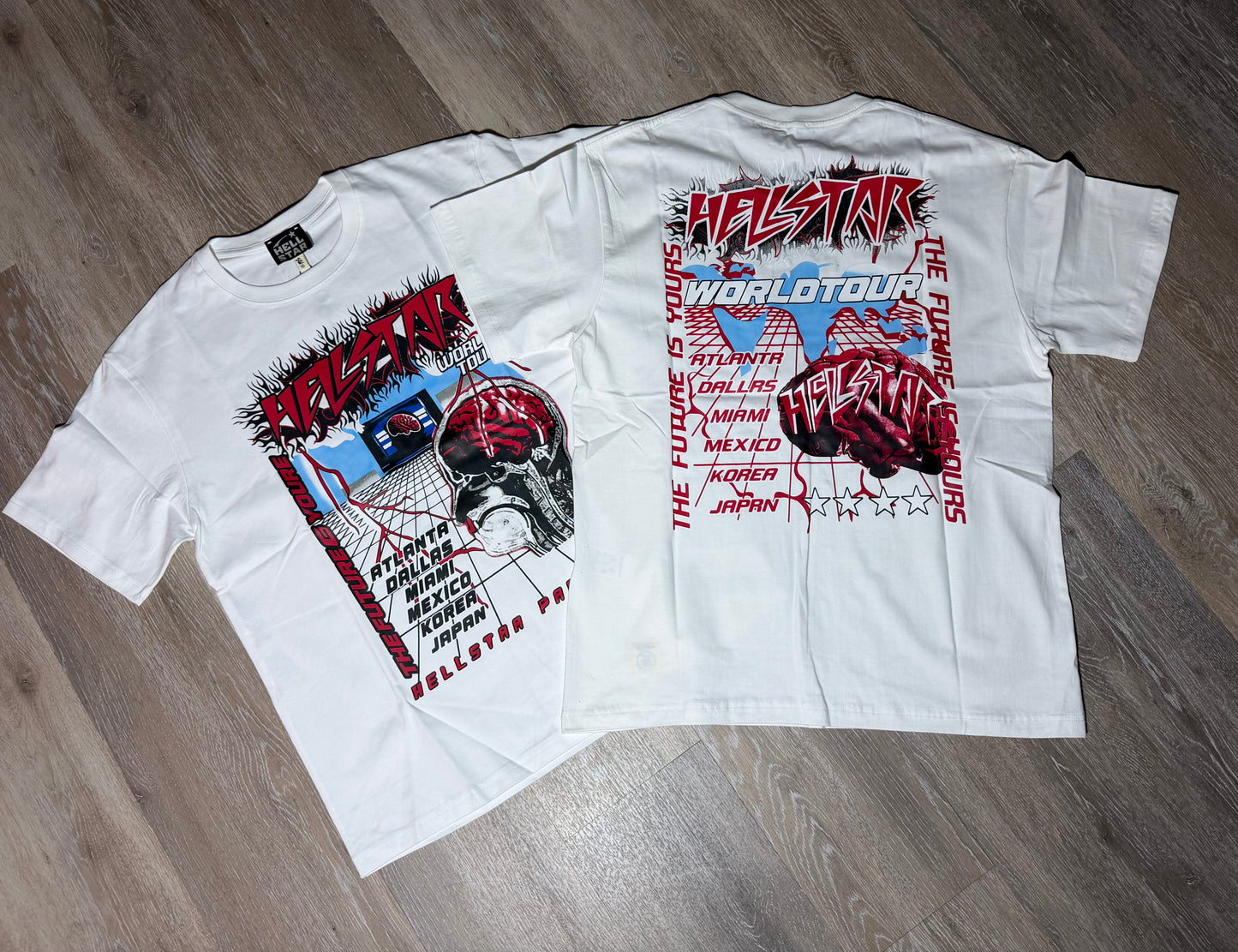White Red Brain Graphic T-Shirt