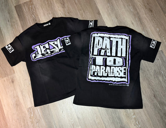 Black Purple Lined Graphic T-Shirt