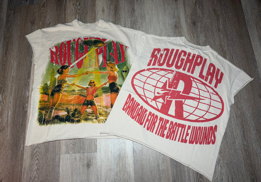 Tan Sleeveless UFO Graphic T-Shirt